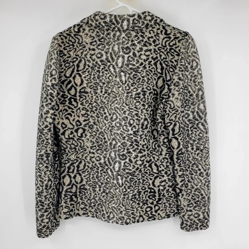 Frank Walder Leopard Print Blazer‎ Women Beige Black Button Front Jacket Size 12